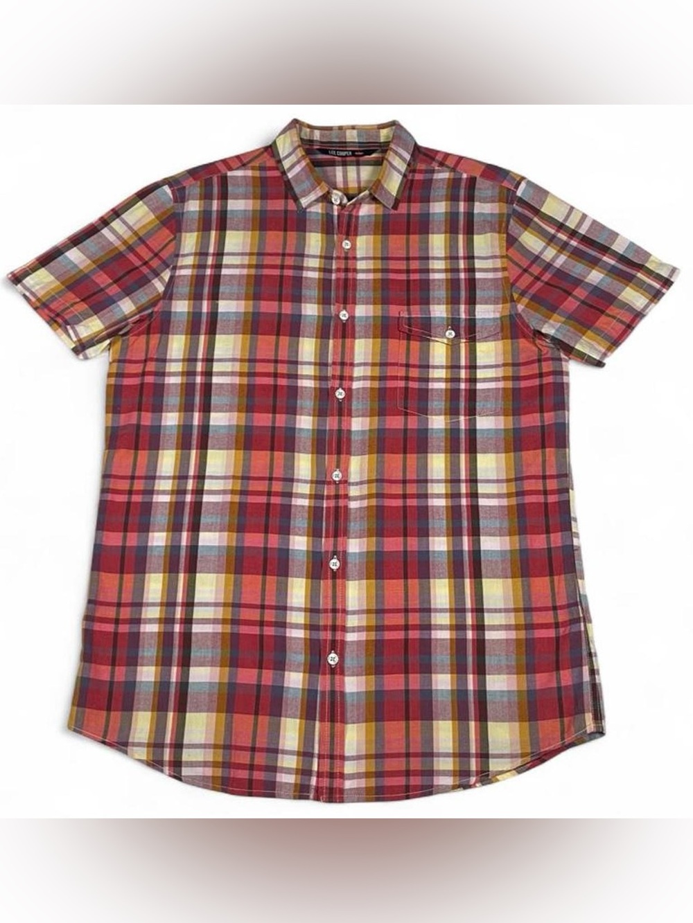 NWOT! Lee Cooper Slim Fit Red Plaid Button-Up S/S Shirt Men’s Size XL Casual